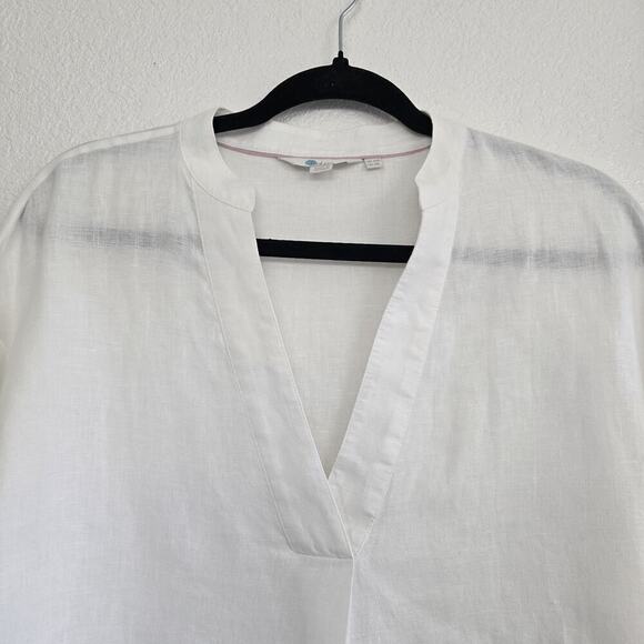 Boden Blouse 6R 100% Linen V-Neck Relaxed Lagenlook Bohemian Minimalist White - Picture 4 of 11
